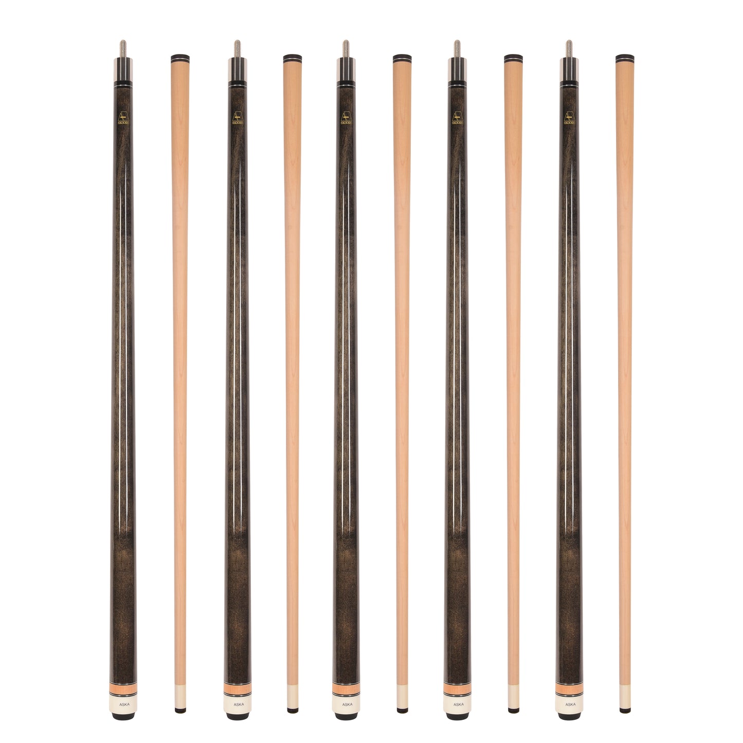 Set of 5 Aska L3 Smoke Pool Cue Sticks, 58
