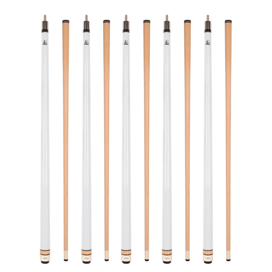 Set of 5 Aska L3 White Pool Cue Sticks, 58", 13mm Tip, Hard Rock Canadian Maple Shaft, Wrapless, L3S5WHT