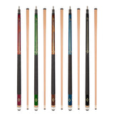 ASKA Set of 5 Pool Cue Sticks 58", 2-Piece Construction, 5/16x18 Joint, Hard Rock Canadian Maple, 13mm Hard Glued On Tip, Mixed Weights and Colors, L7S5