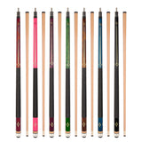 ASKA Set of 7 L7 Pool Cue Sticks 58", 2-Piece Construction, 5/16x18 Joint, Hard Rock Canadian Maple, 13mm Hard Glued On Tip, Mixed Weights and Colors, L7S7