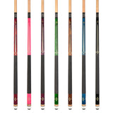 ASKA Set of 7 L7 Pool Cue Sticks 58", 2-Piece Construction, 5/16x18 Joint, Hard Rock Canadian Maple, 13mm Hard Glued On Tip, Mixed Weights and Colors, L7S7