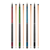 ASKA Set of 4 L9 Pool Cue Sticks 58", 2-Piece Construction, 5/16x18 Joint, Hard Rock Canadian Maple, 13mm Hard Glued On Tip, Mixed Weights and Colors, L9S4
