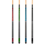 ASKA Set of 4 L9 Pool Cue Sticks 58", 2-Piece Construction, 5/16x18 Joint, Hard Rock Canadian Maple, 13mm Hard Glued On Tip, Mixed Weights and Colors, L9S4