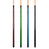 Set of 4 Aska LECN Billiard Pool Cues, 58" Hard Rock Canadian Maple, 13mm Hard Leather Tip, Mixed Weights and Colors, LECN4