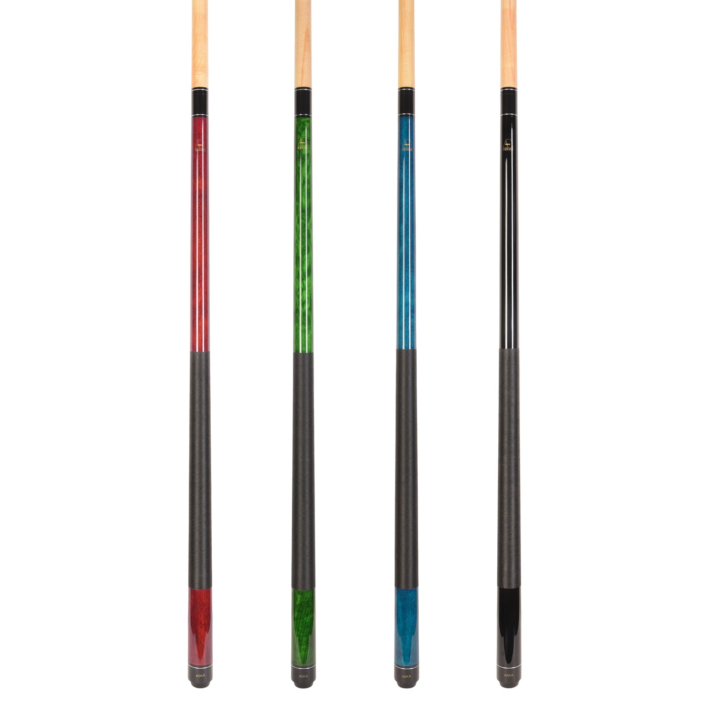 Set of 4 Aska LEC Billiard Pool Cues, 58" Hard Rock Canadian Maple, 13mm Hard Le Pro Tip, Mixed Weights, LEC4