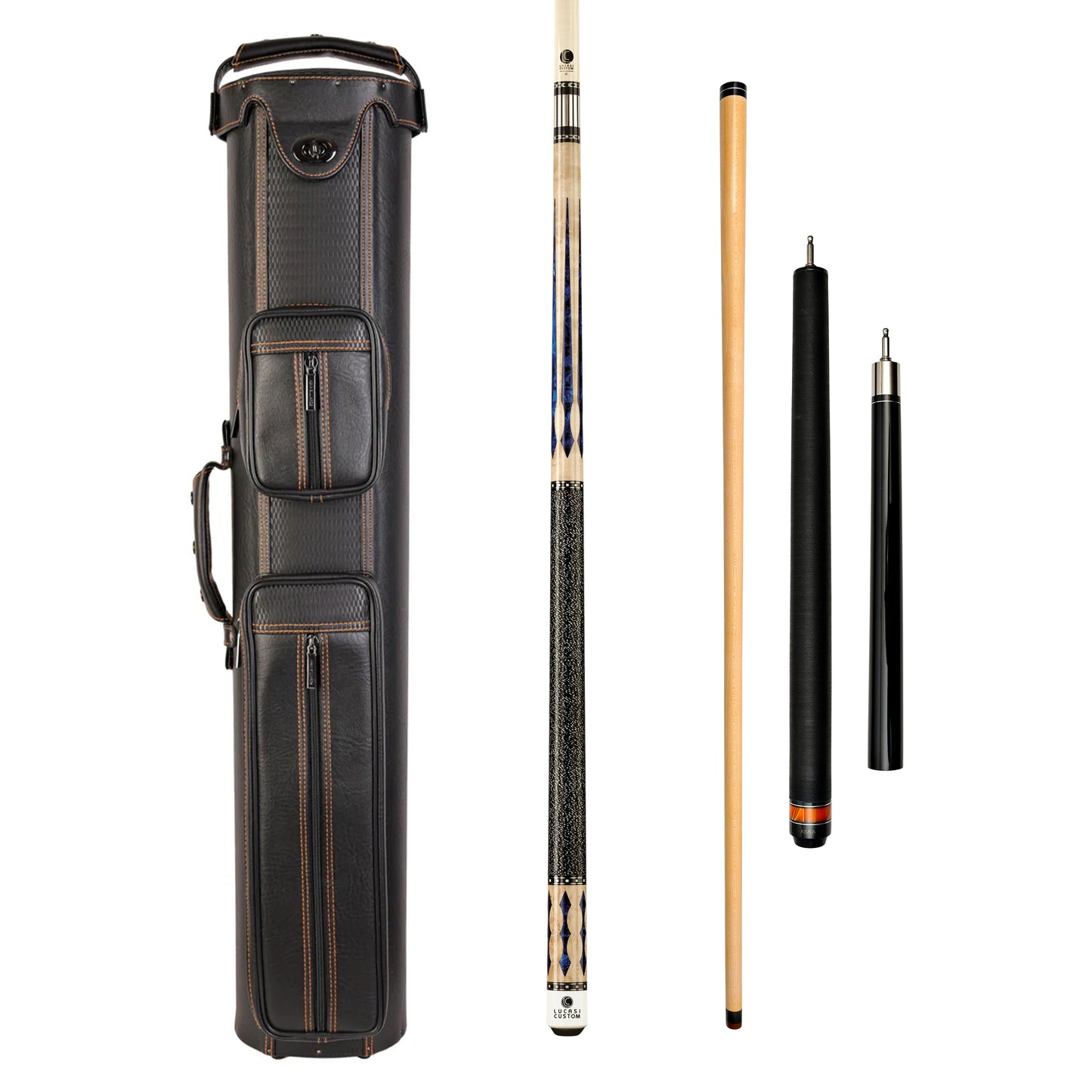 ASKA cue and case combo with disassembled cue and shaft. LZ2004NBCOMBO