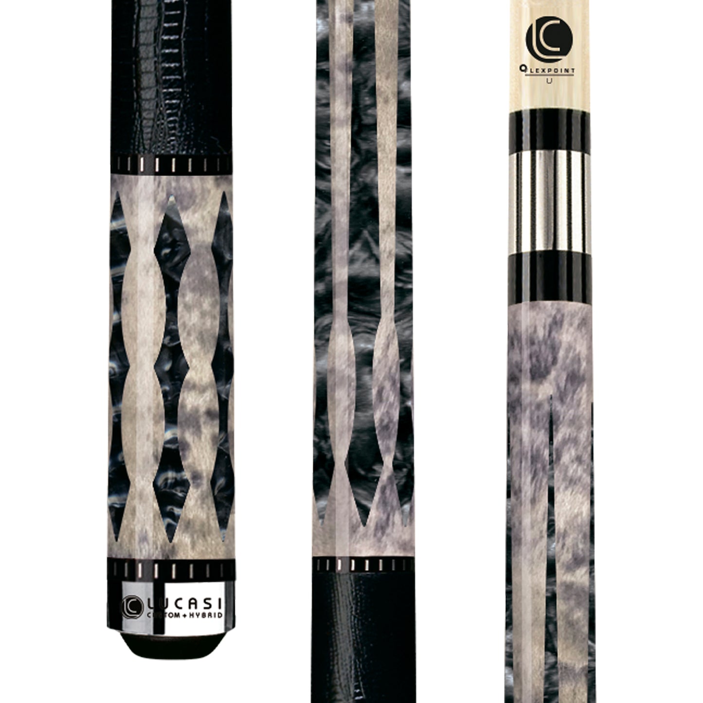 Lucasi Custom Grey Birdseye/Blue Luster Cue  (LZ2004BK) billiard pool cue stick by ASKA