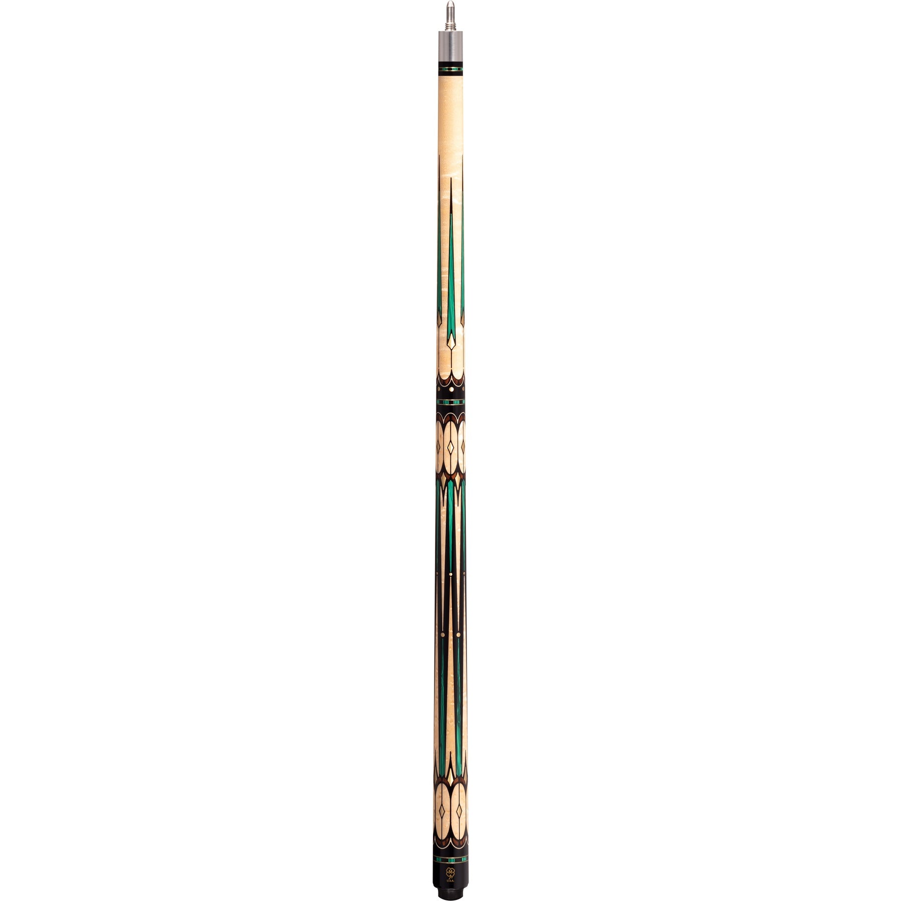 McDermott G3002 birdseye maple pool cue joint, close-up view.