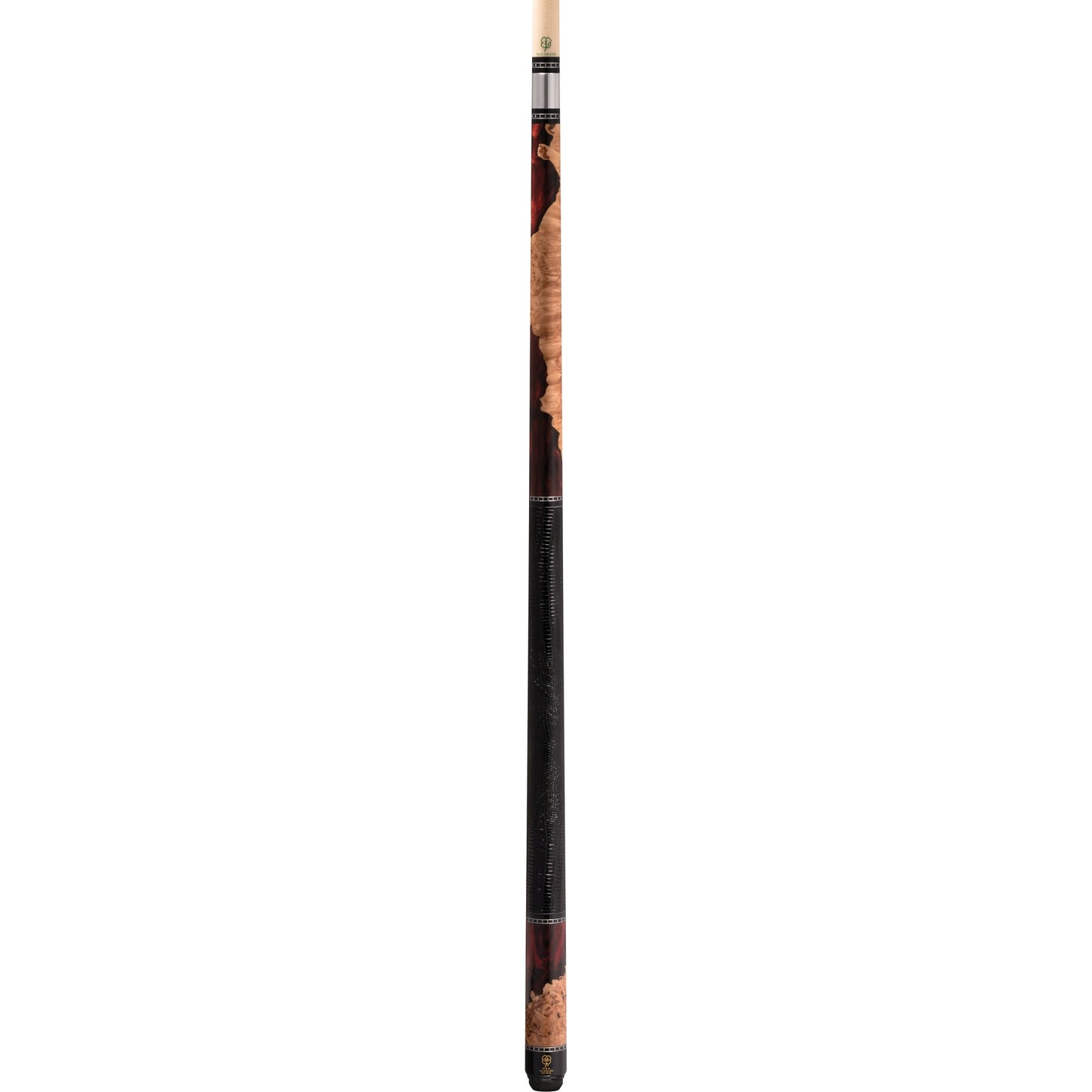 Full view of the Vampire Night ShokWood pool cue with dark wrap