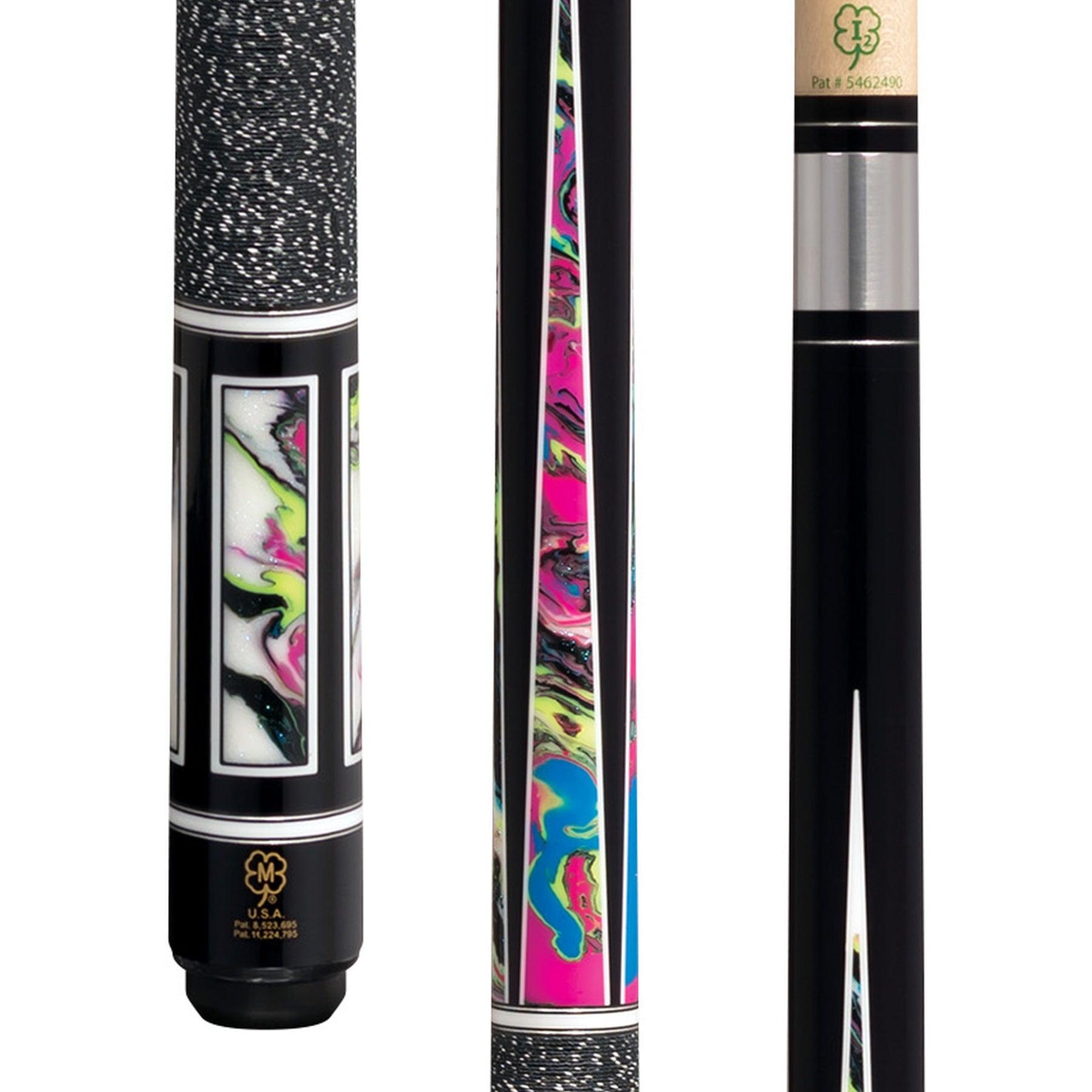 McDermott H1551 pool cue butt and shaft close-up views.