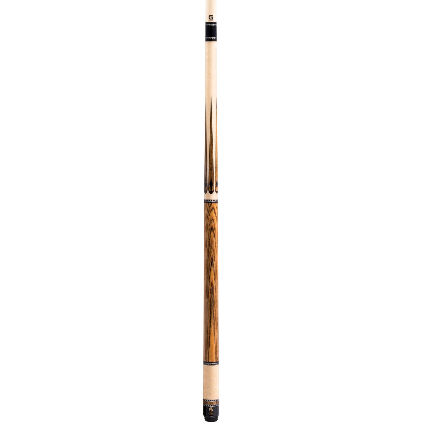 McDermott H653 full cue: Birdseye maple forearm and sleeve, bocote handle, G-Core shaft, 3/8x10 joint.