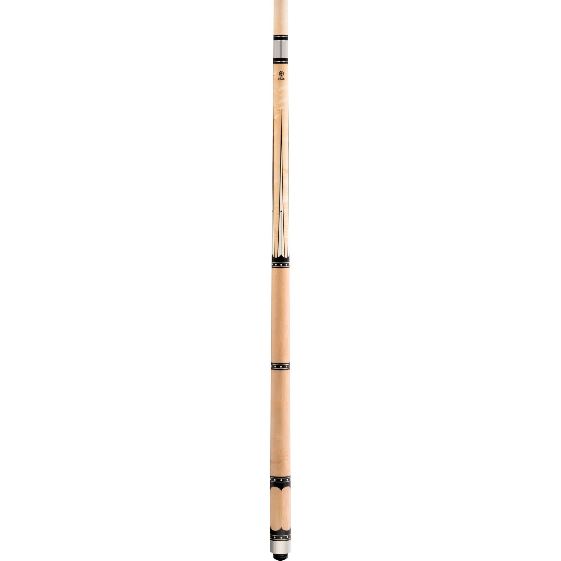 Full view of the McDermott S pool cue, showcasing its full length and design.
