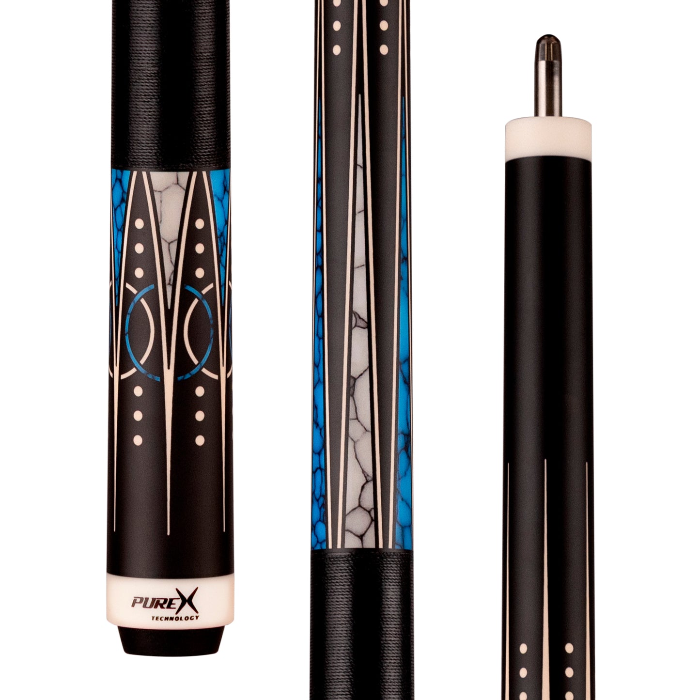 Pure X Pro Blue Recon Cue Butt PX03-B18T | Maple Construction | Black Linen Wrap