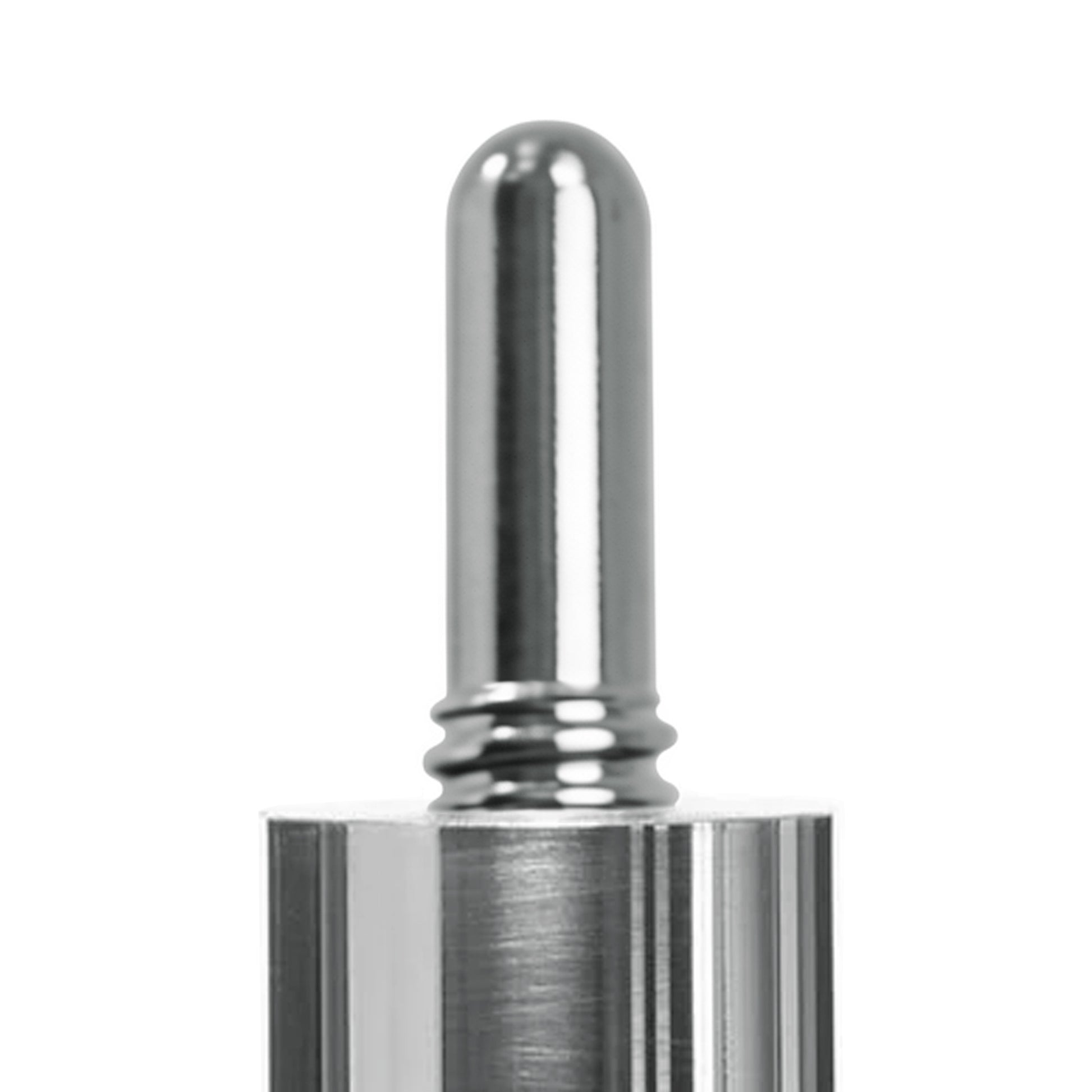 Close-up view of a metal pin with screw threads.