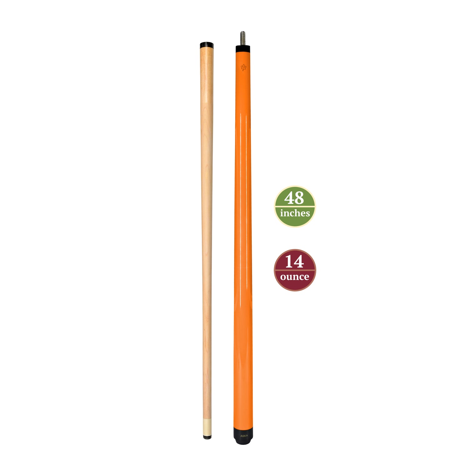 ASKA Short Pool Cue Blaze Orange 48" Stick, SWP48O