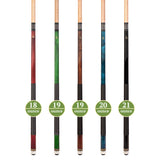ASKA Set of 5 Pool Cue Sticks 58", 2-Piece Construction, 5/16x18 Joint, Hard Rock Canadian Maple, L25S5