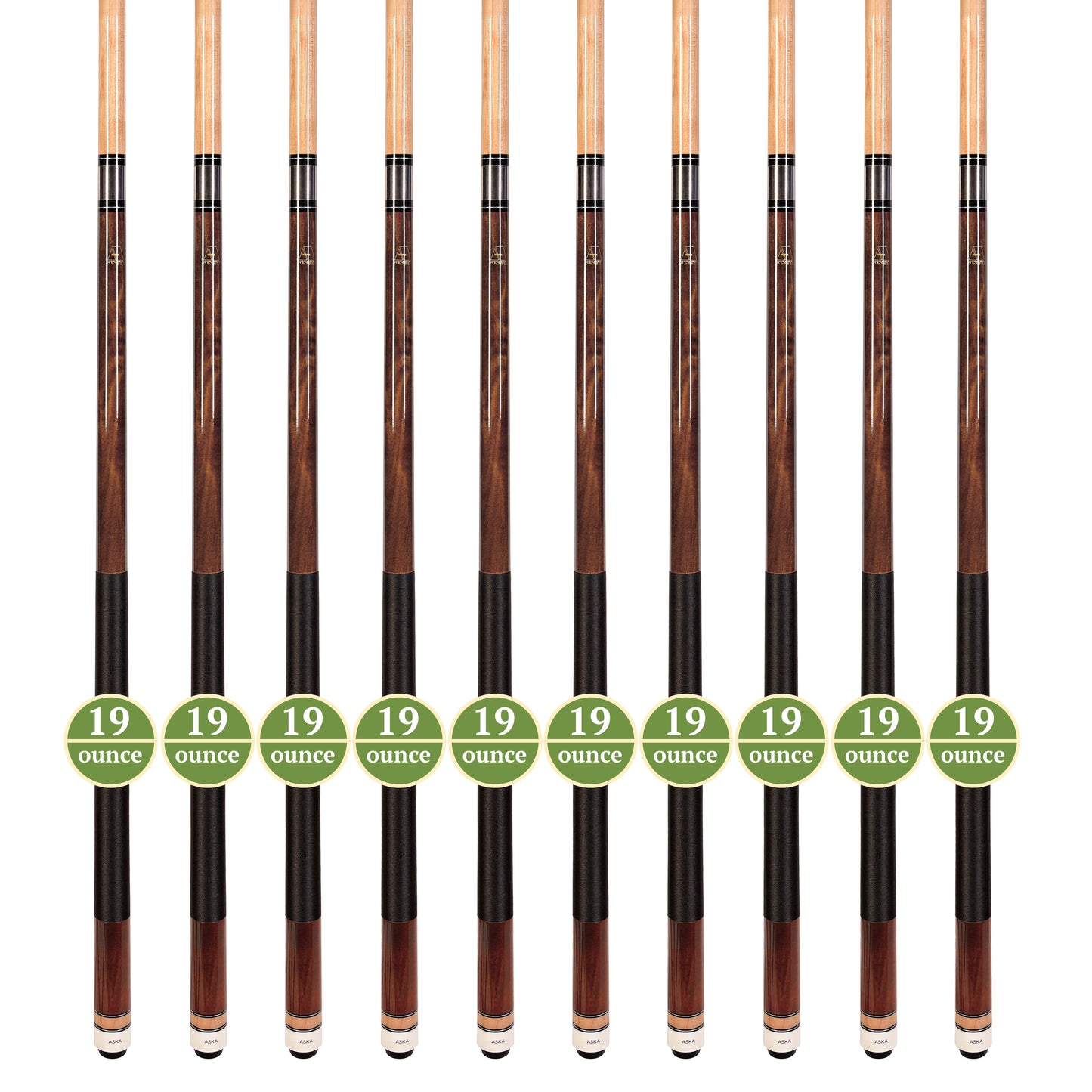 Lot of 10 Brown ASKA L2 Billiard Pool Cues, 58