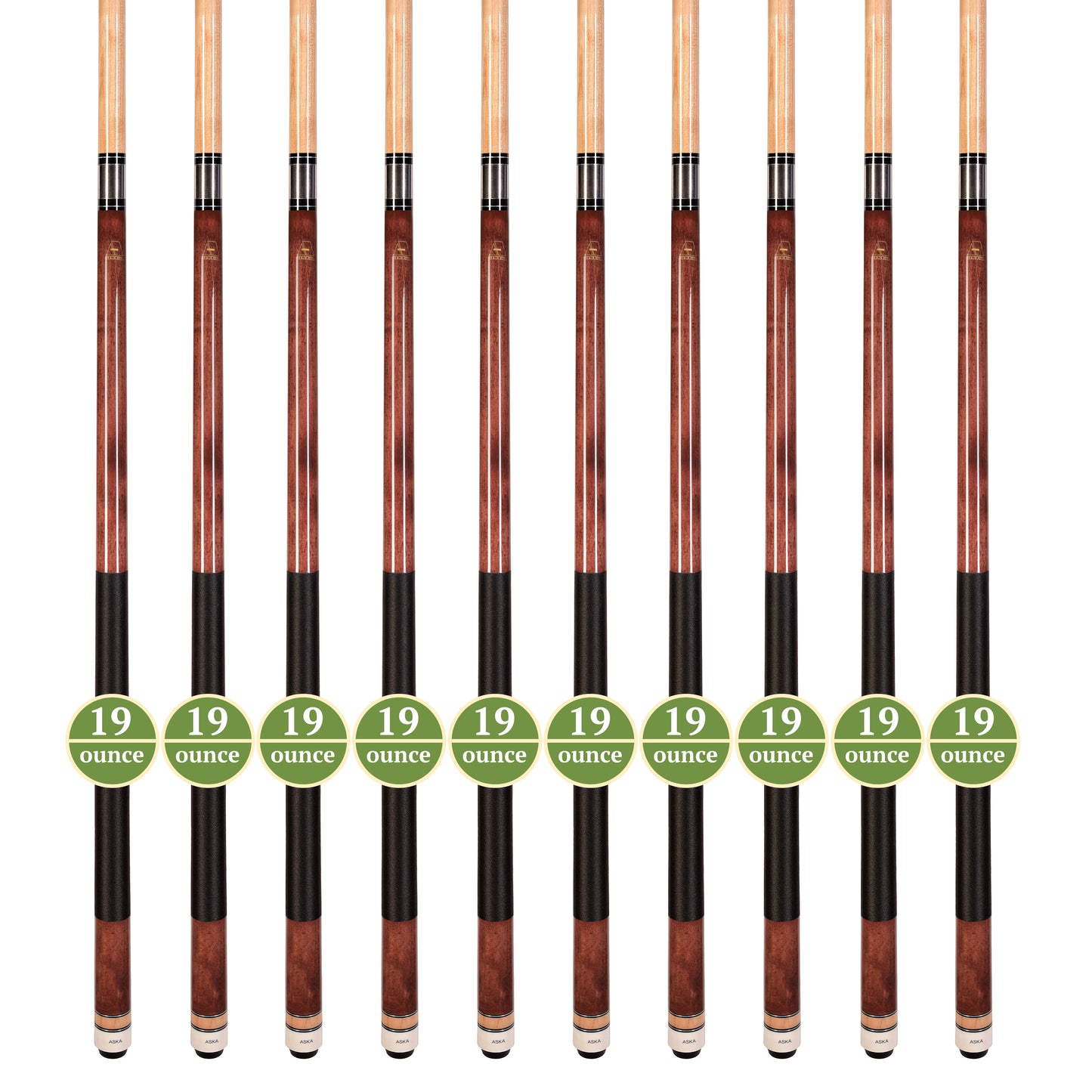 Lot of 10 Mahogany ASKA L2 Billiard Pool Cues, 58
