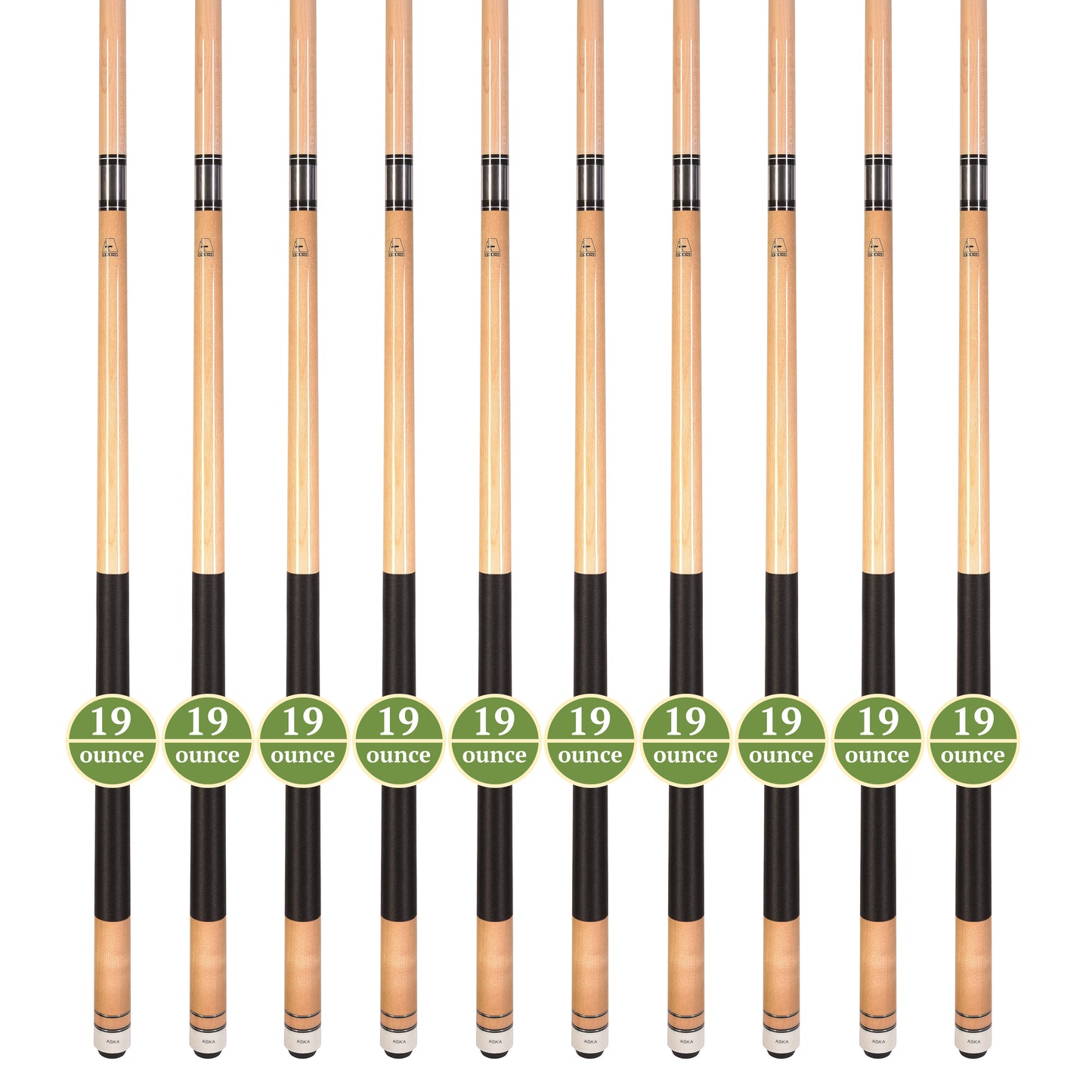 Lot of 10 Natural Maple ASKA L2 Billiard Pool Cues, 58