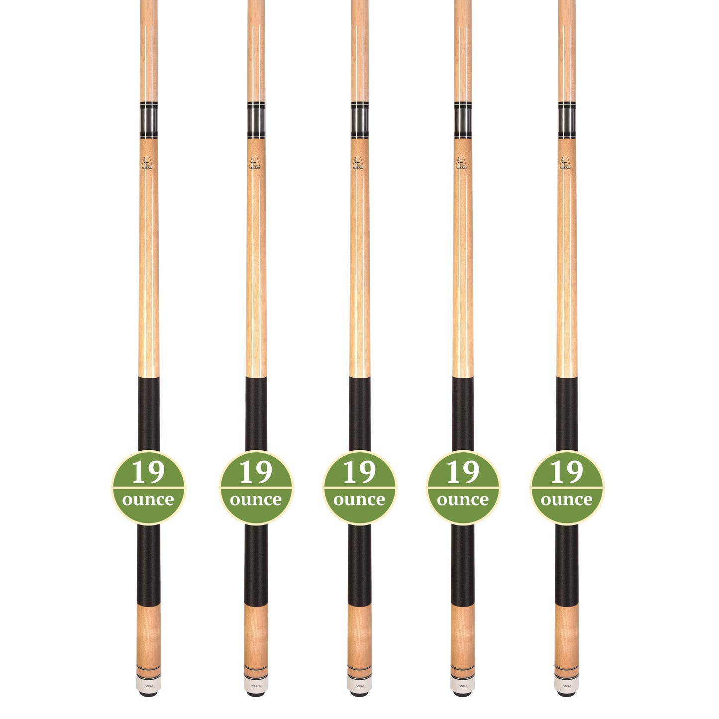 Set of 5 Natural Maple Aska L2 Billiard Pool Cues, 58