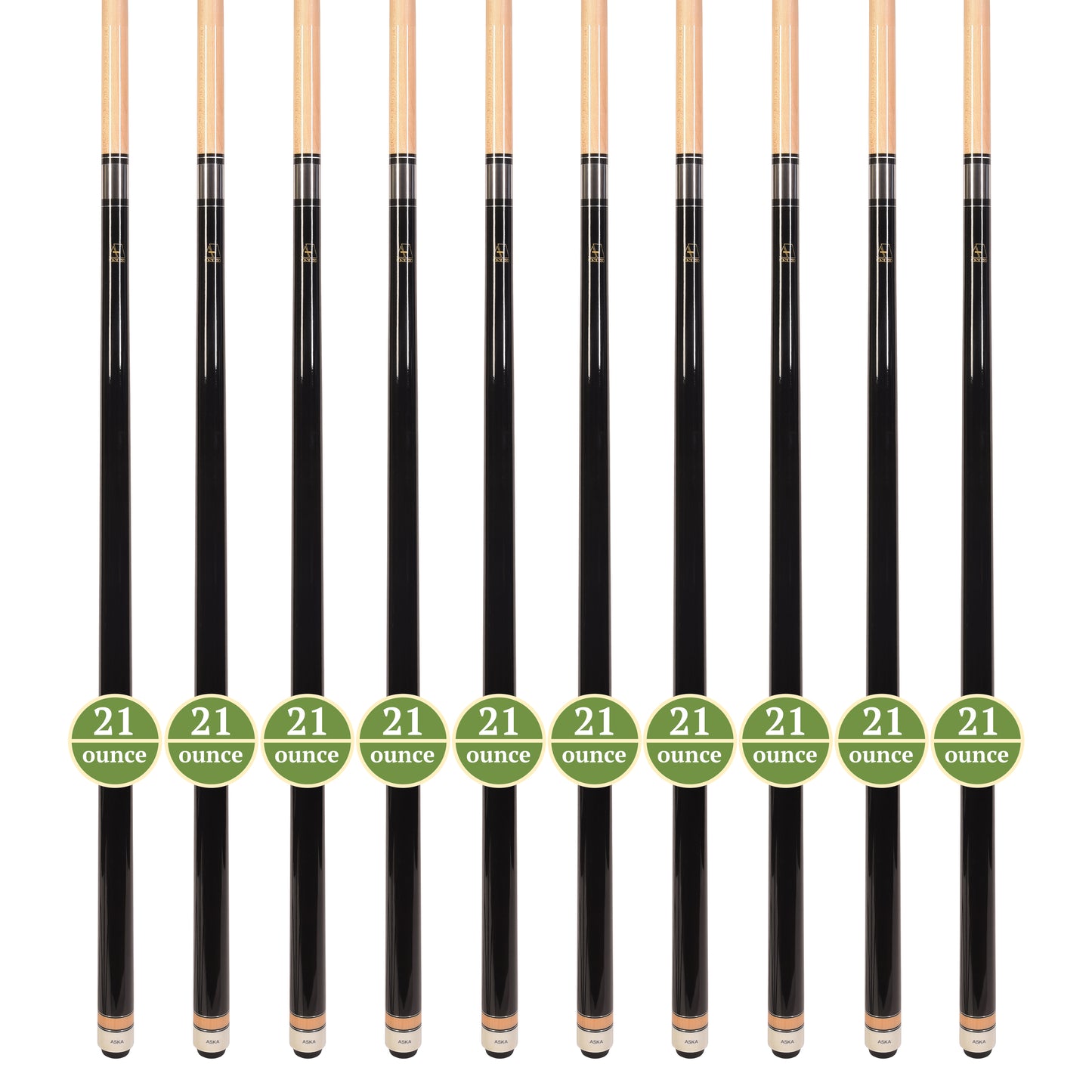 Lot of 10  Black ASKA L3 Billiard Pool Cues, 58