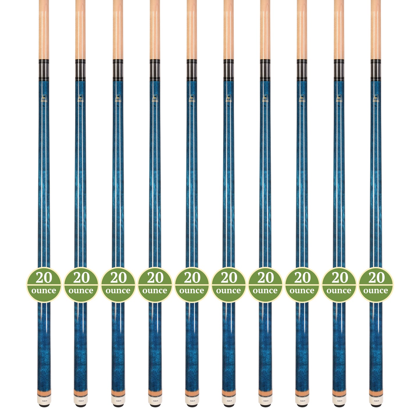 Lot of 10  Blue ASKA L3 Billiard Pool Cues, 58