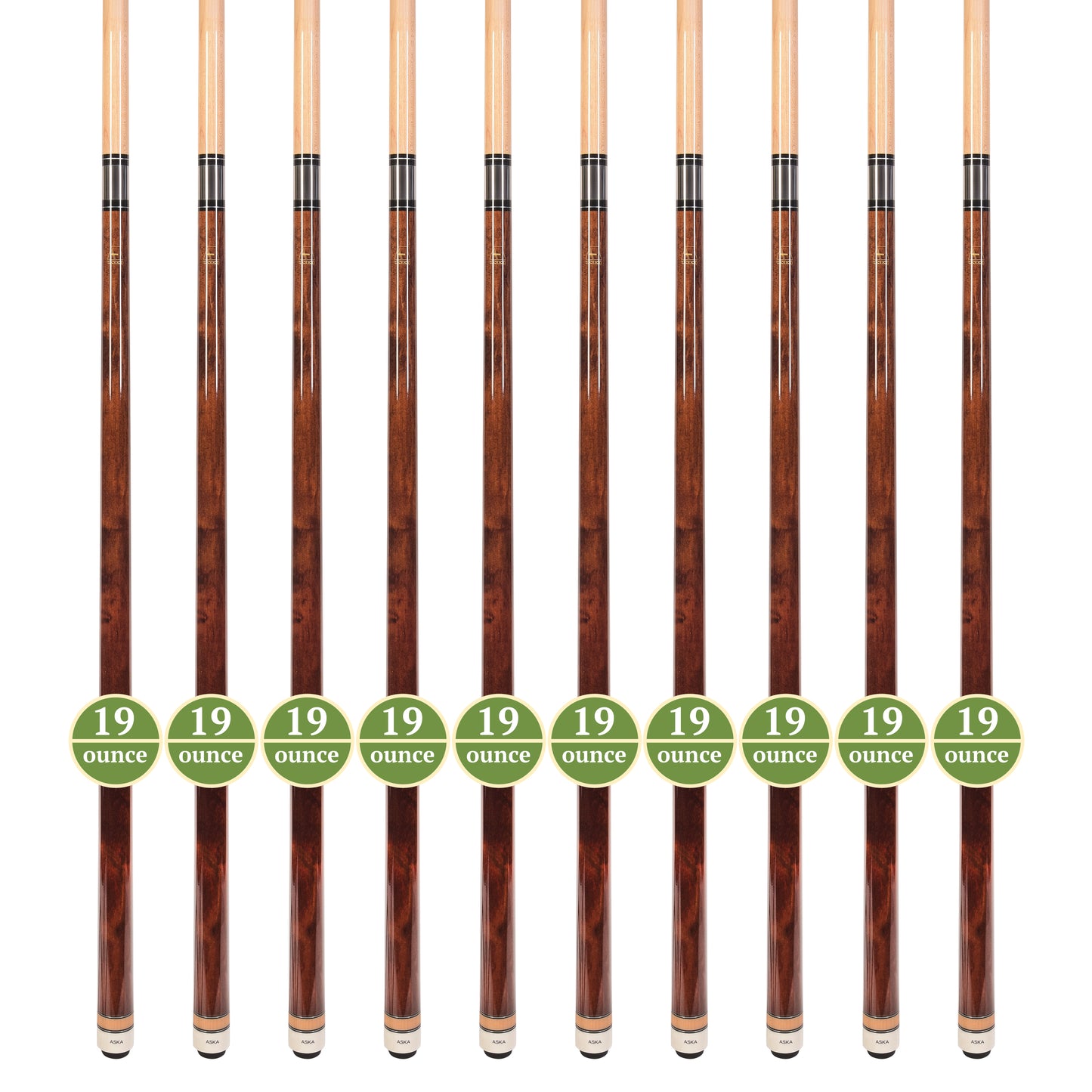 Lot of 10  Brown ASKA L3 Billiard Pool Cues, 58