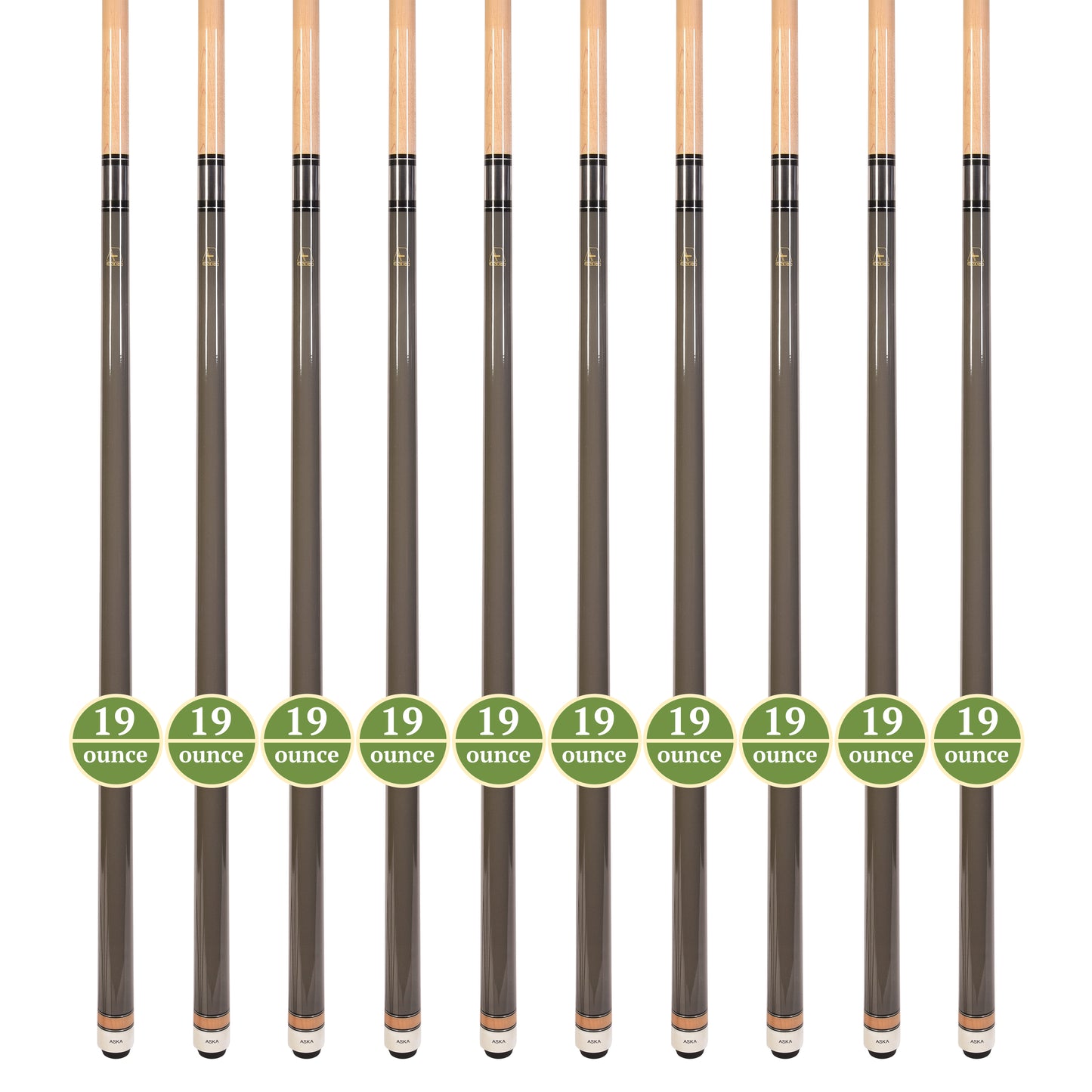 Lot of 10  Grey ASKA L3 Billiard Pool Cues, 58