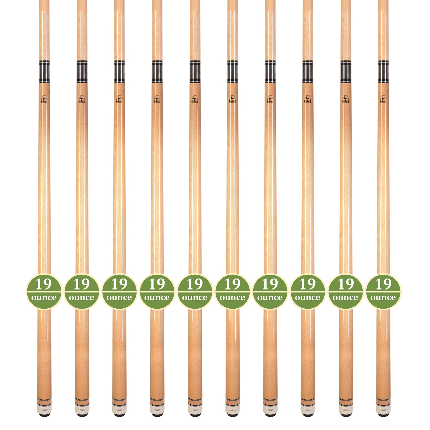 Lot of 10  Natural Maple ASKA L3 Billiard Pool Cues, 58