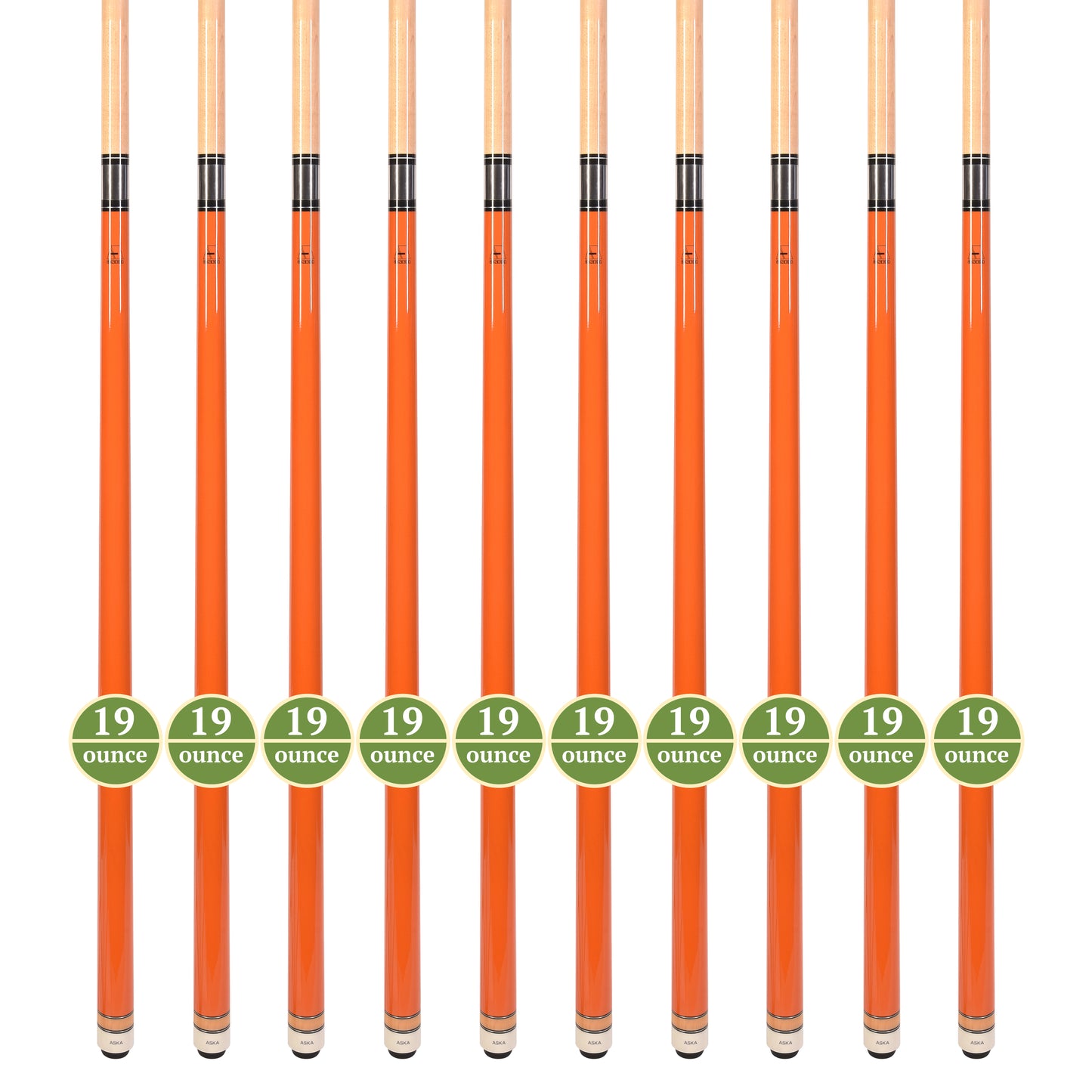 Lot of 10  Orange ASKA L3 Billiard Pool Cues, 58