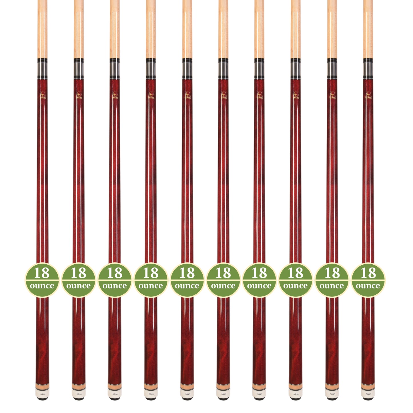 Lot of 10  Red ASKA L3 Billiard Pool Cues, 58
