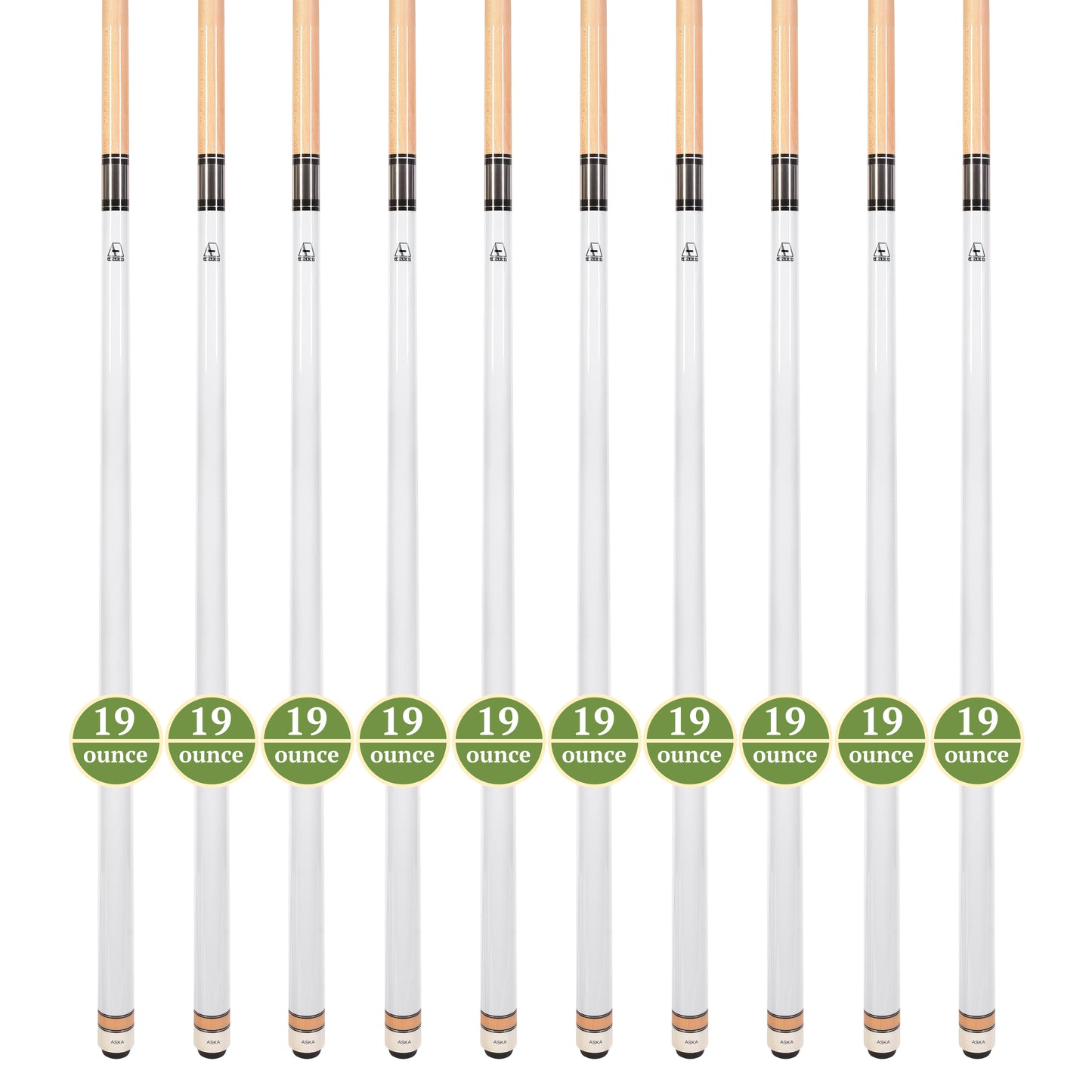Lot of 10  White ASKA L3 Billiard Pool Cues, 58