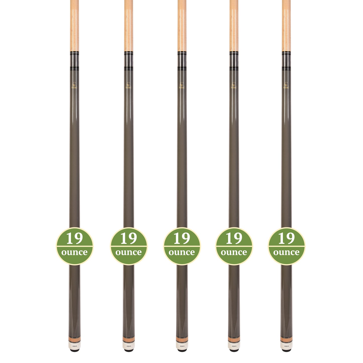 Set of 5 Aska L3 Gray Pool Cue Sticks, 58