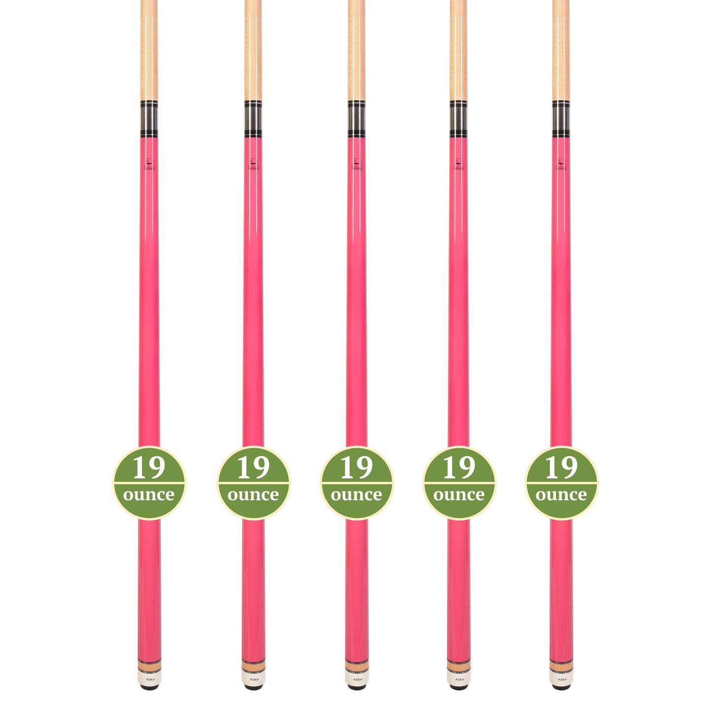 Set of 5 Aska L3 Pink Pool Cue Sticks, 58