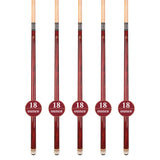 Set of 5 Aska L3 Red Pool Cue Sticks, 58", 13mm Tip, Hard Rock Canadian Maple Shaft, Wrapless, L3S5RD