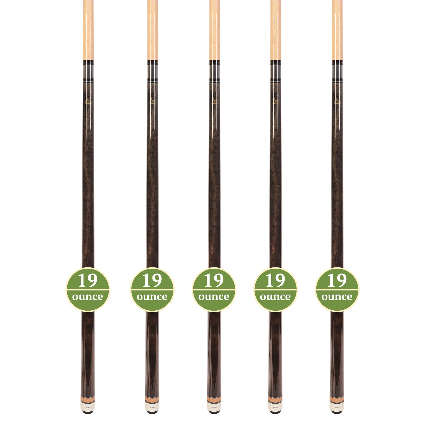 Set of 5 Aska L3 Smoke Pool Cue Sticks, 58