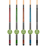 ASKA Set of 5 L9 Pool Cue Sticks 58", 2-Piece Construction, 5/16x18 Joint, Hard Rock Canadian Maple, 13mm Hard Glued On Tip, Mixed Weights and Colors, L9S5