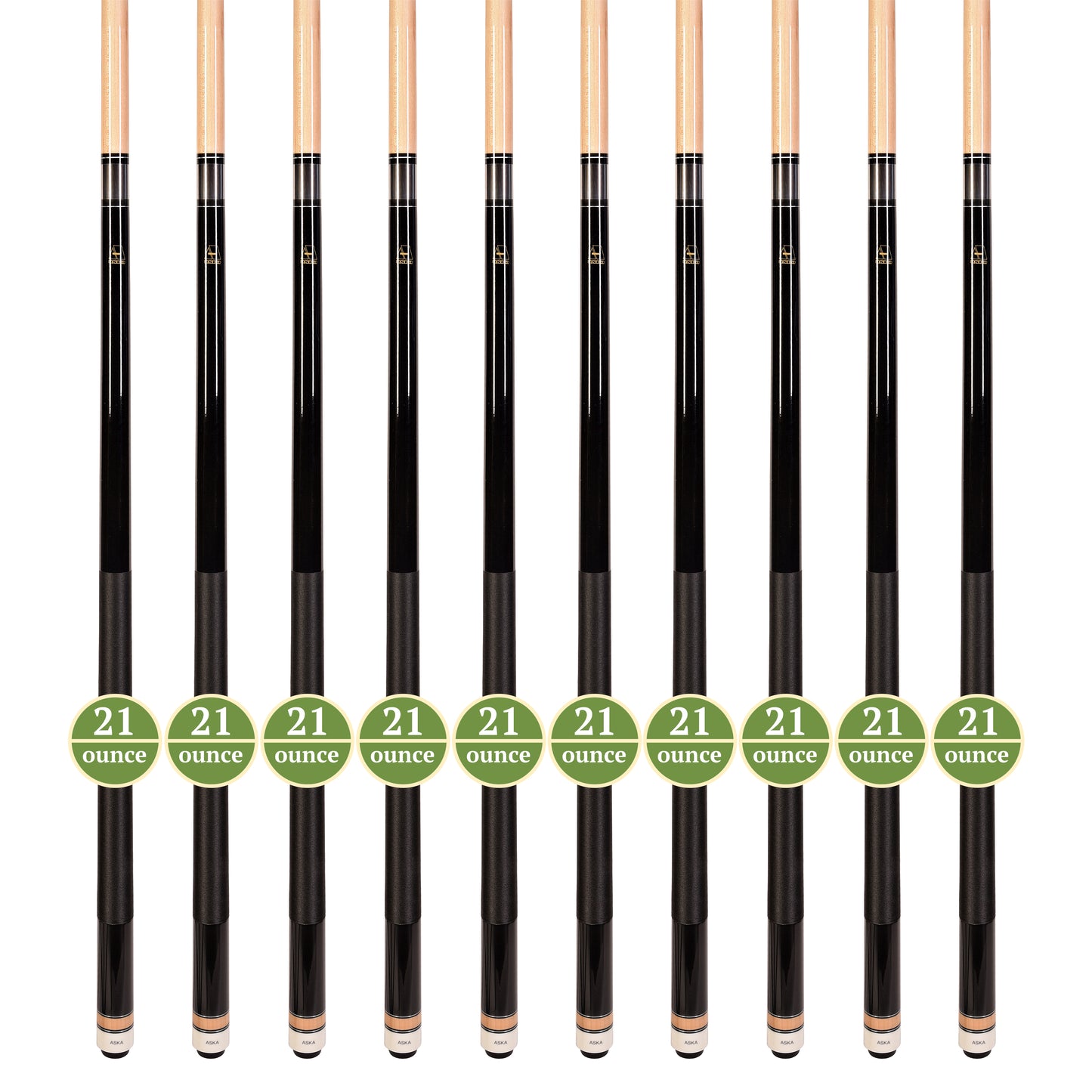 Lot of 10 BLACK ASKA L2 Billiard Pool Cues, 58
