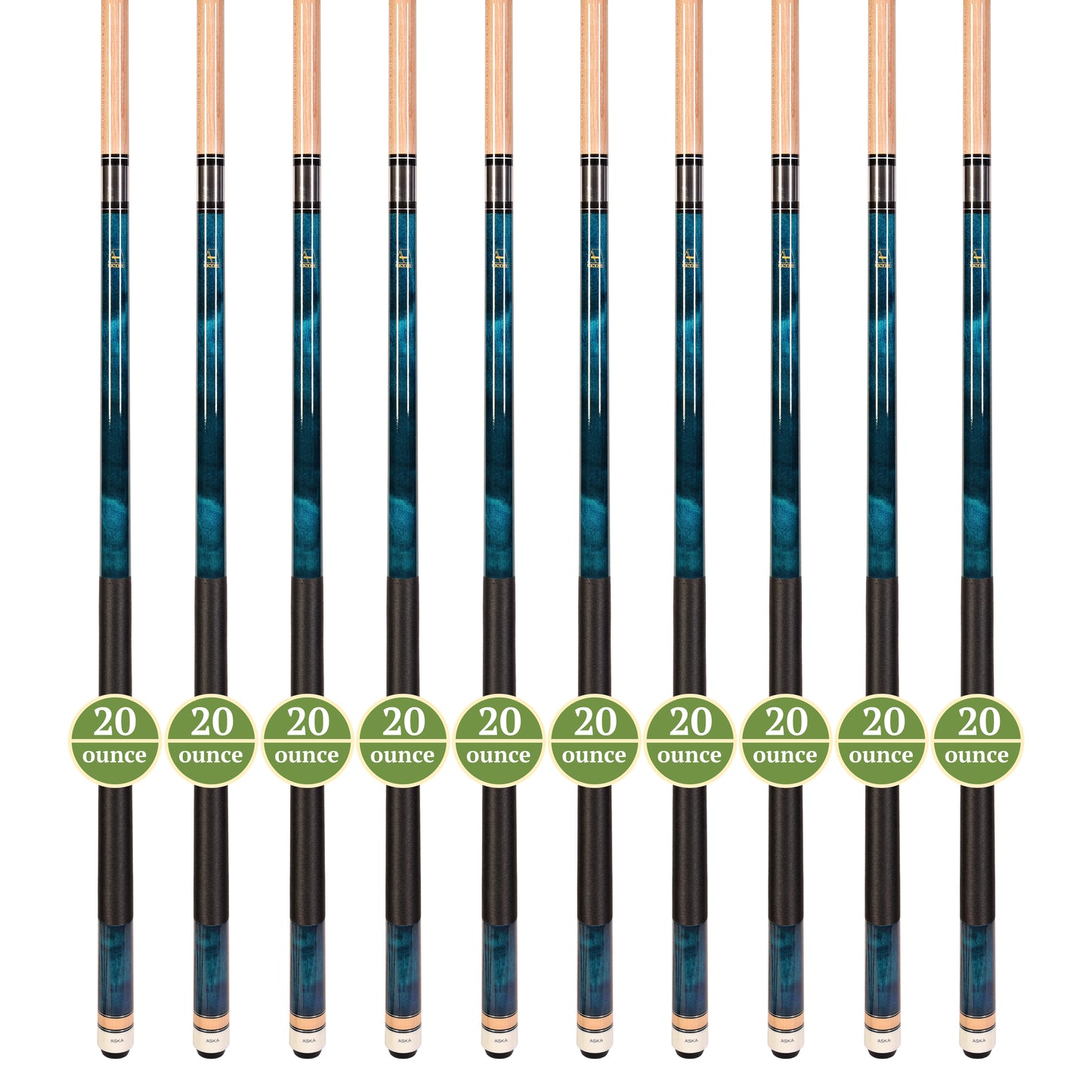Lot of 10 BLUE ASKA L2 Billiard Pool Cues, 58