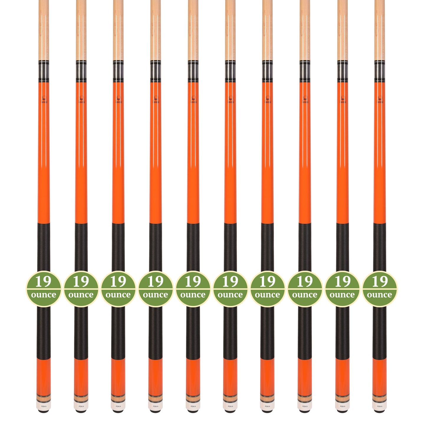 Lot of 10 ORANGE ASKA L2 Billiard Pool Cues, 58