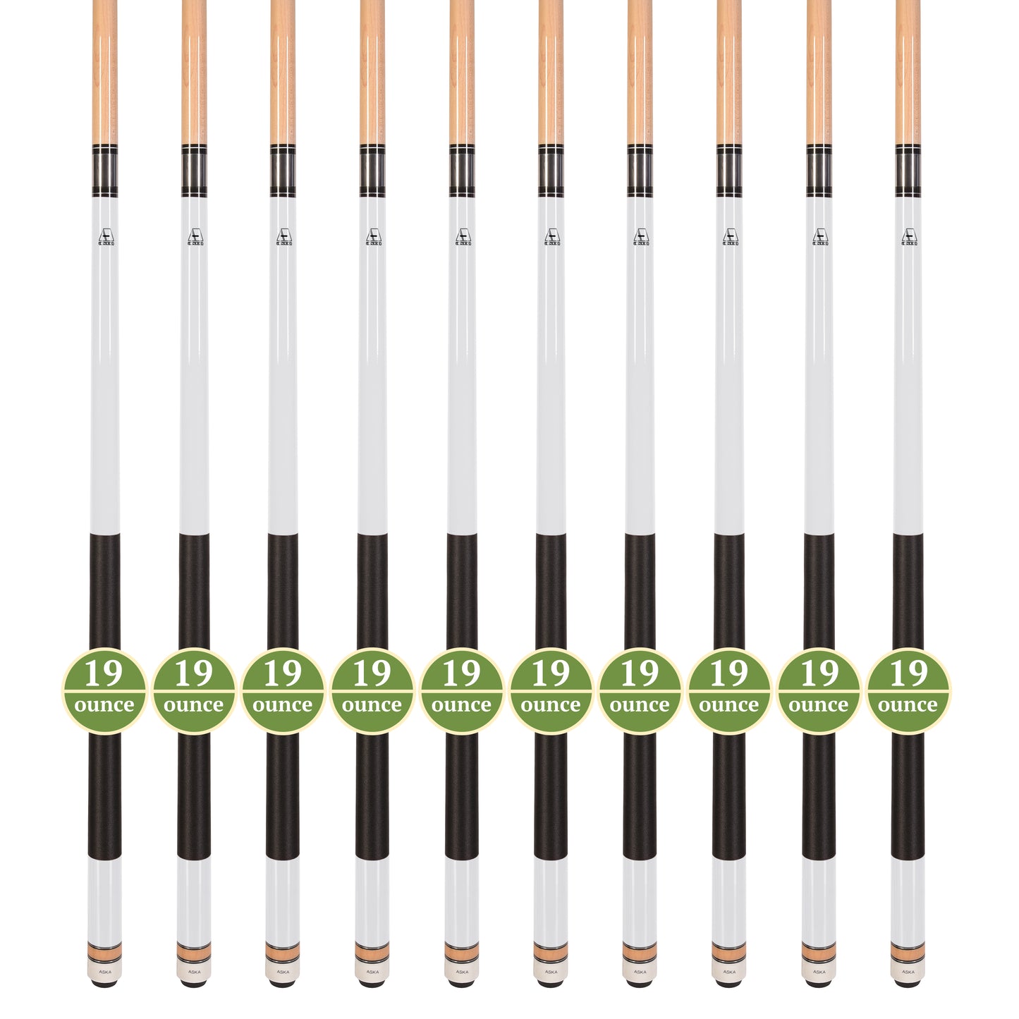 Lot of 10 White ASKA L2 Billiard Pool Cues, 58