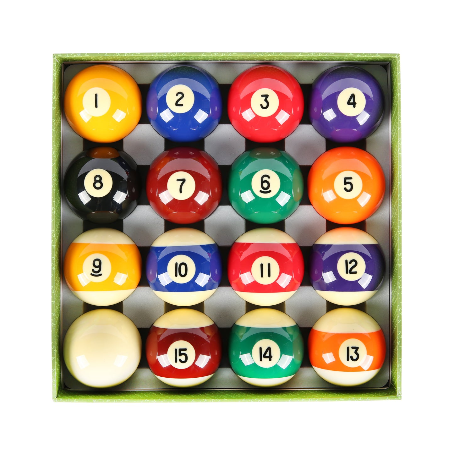 Aska Billiards Pool Boston Numbered Balls Set, 16 Balls Including a Cue Ball, 2 1/4 inch, PB01A billiard pool cue stick by ASKA