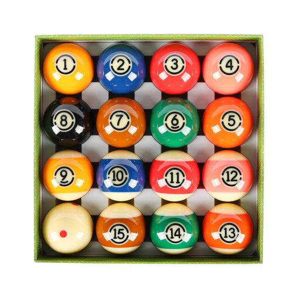 Aska Billiards Grade A Pool Boston Numbered Balls Set, 16 Balls Including a Cue Ball, 2 1/4 inch, PB11