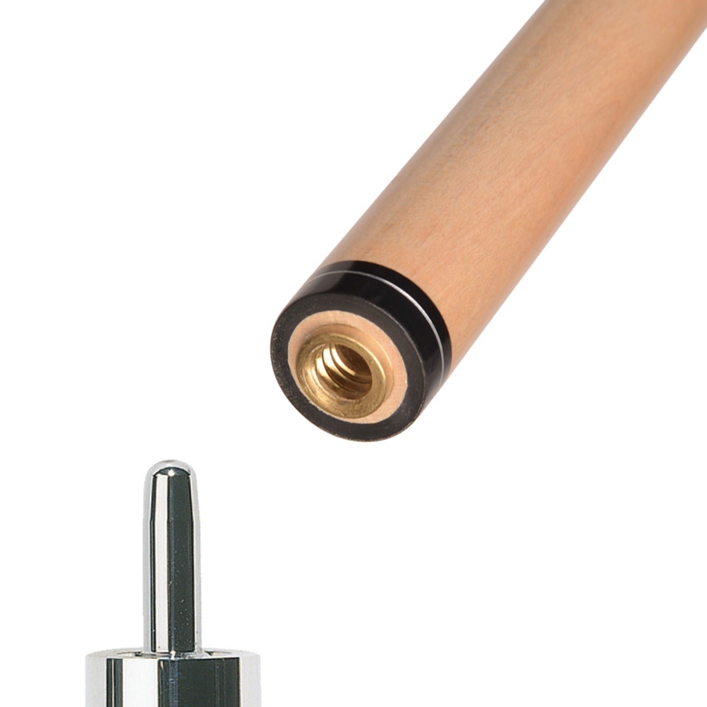 ASKA Uniloc 12.75mm Extra Spare Shaft with Metal Ring. Canadian Hard Rock Maple, Black Collar with Black Dashed Ring, XS1275SRUNI billiard pool cue stick by ASKA