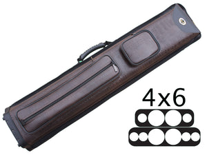 ASKA Hard 4x6 Pool Cue Case, Holds Up to 4 Butts and 6 Shafts, 4B8S Black, C46P06