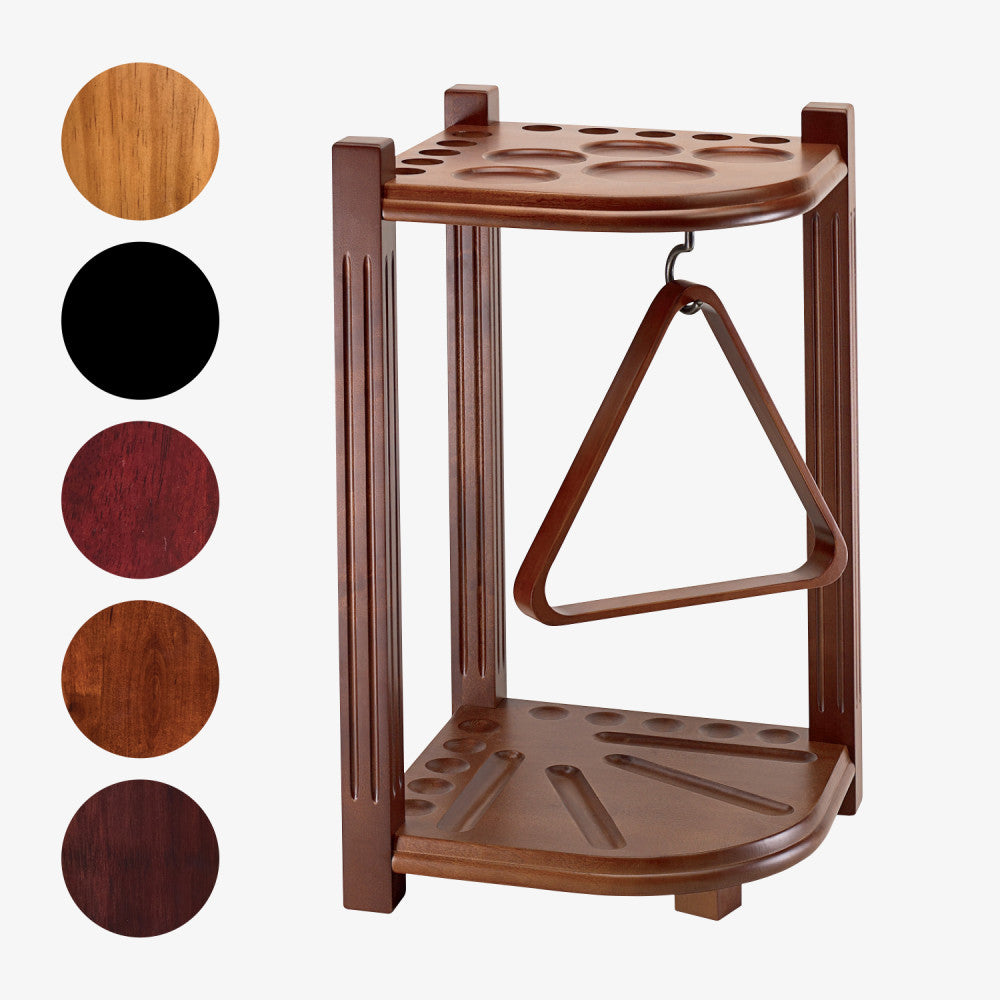 HJ Scott 10-Cue Heavy Duty Corner Rack - Old World Mahogany