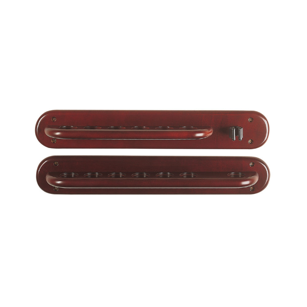 HJ Scott 6-Cue Wall Rack with Bridge Clip - Cherry