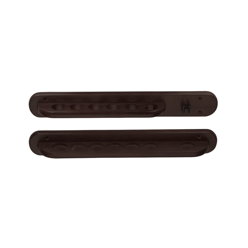 HJ Scott 6-Cue Wall Rack with Bridge Clip - Espresso