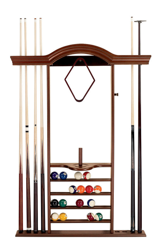 HJ Scott 7-Cue Wall Rack - Old World Mahogany