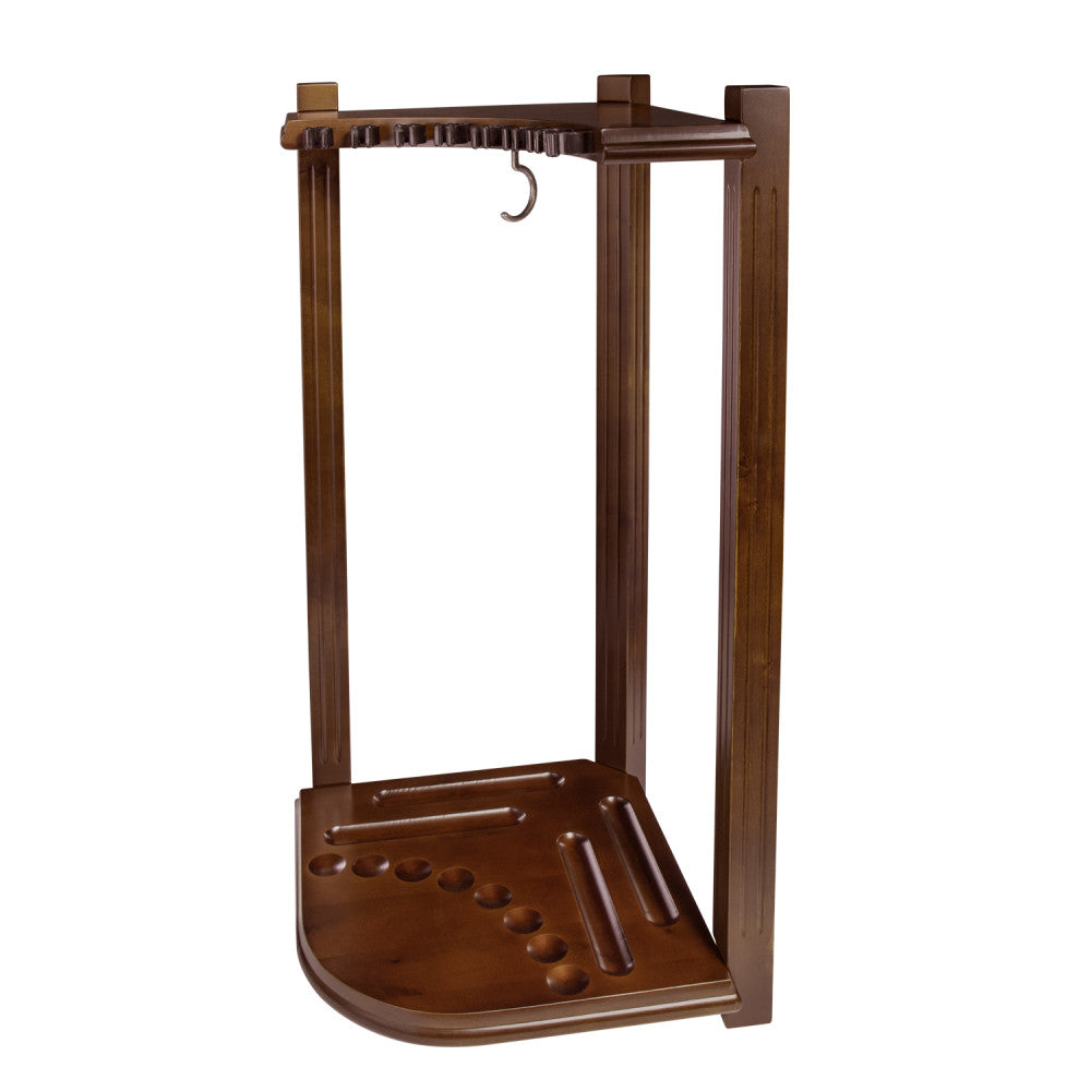 HJ Scott 8-Cue Heavy Duty Corner Rack - Old World Mahogany